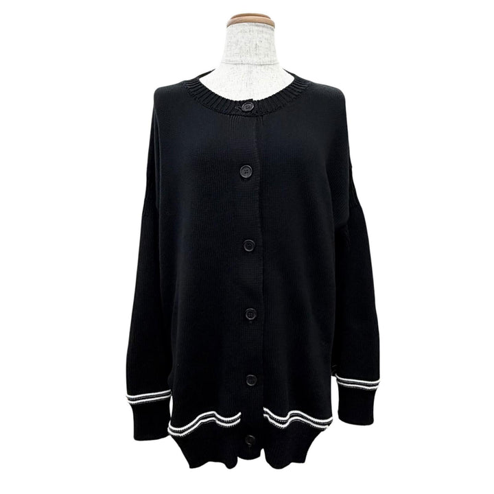 Excellent MARNI cardigan Intarsia logo kimono sleeve black 40 CDMD0309Q0