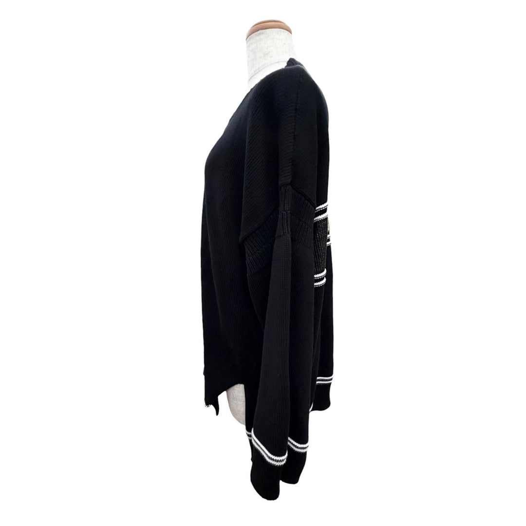 Excellent MARNI cardigan Intarsia logo kimono sleeve black 40 CDMD0309Q0