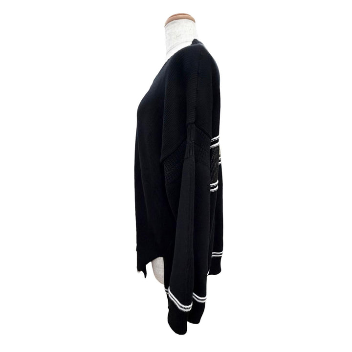 Excellent MARNI cardigan Intarsia logo kimono sleeve black 40 CDMD0309Q0