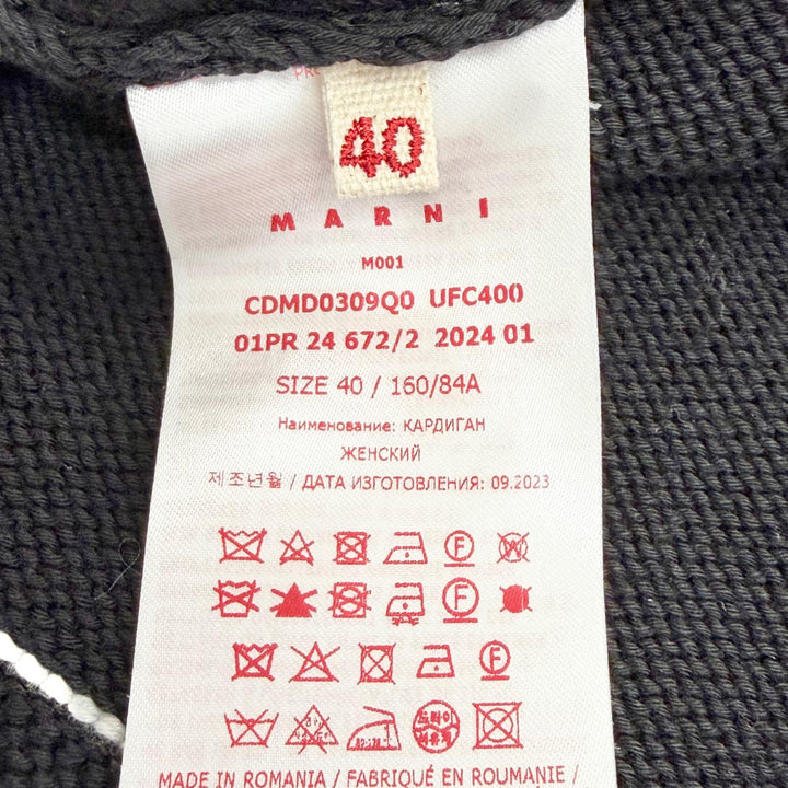 Excellent MARNI cardigan Intarsia logo kimono sleeve black 40 CDMD0309Q0