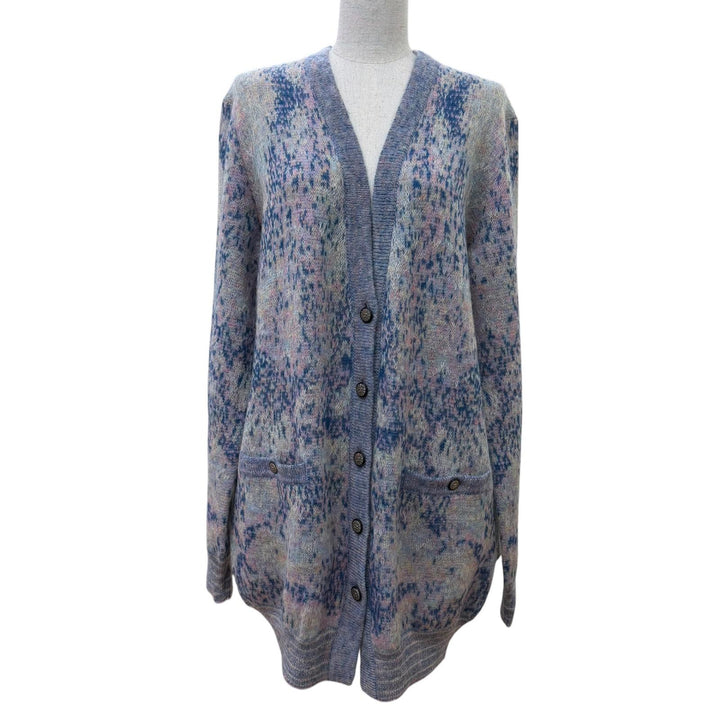 Excellent CHANEL cardigan COCO Button Long-Sleeve Knit mohair 42 P50012