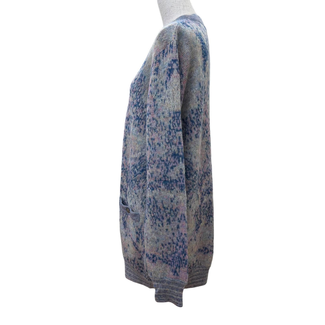 Excellent CHANEL cardigan COCO Button Long-Sleeve Knit mohair 42 P50012