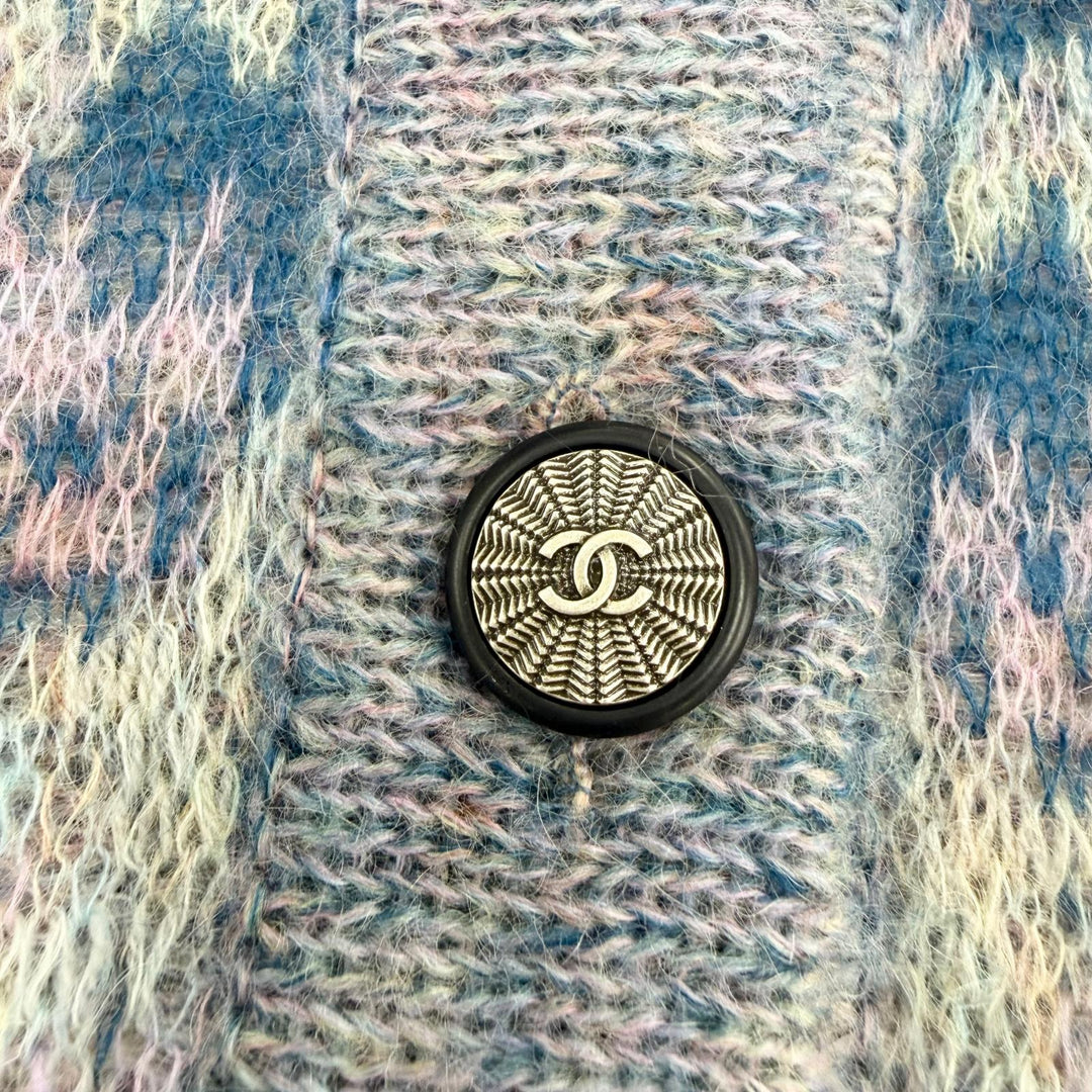 Excellent CHANEL cardigan COCO Button Long-Sleeve Knit mohair 42 P50012