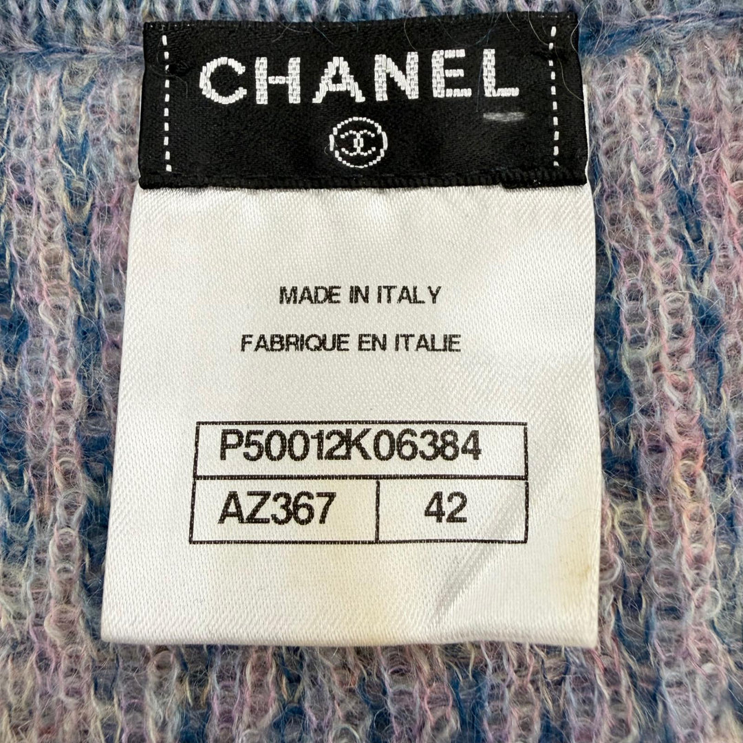 Excellent CHANEL cardigan COCO Button Long-Sleeve Knit mohair 42 P50012