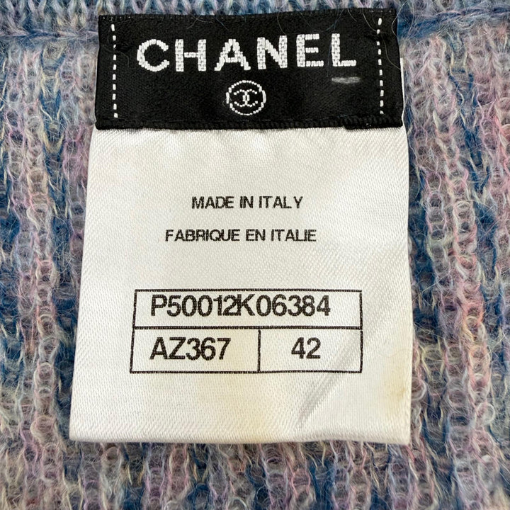 Excellent CHANEL cardigan COCO Button Long-Sleeve Knit mohair 42 P50012