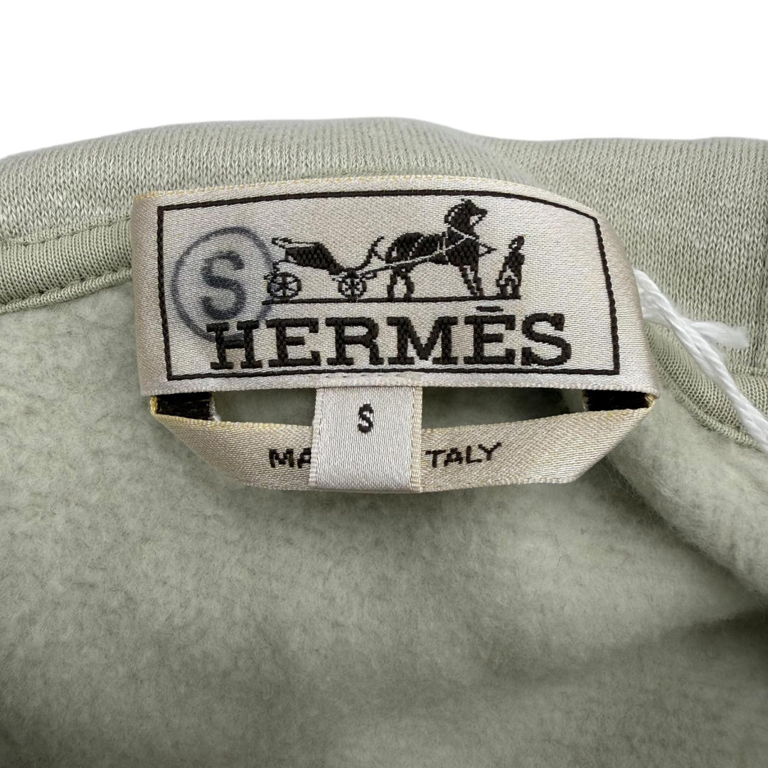 Pristine HERMES hoodie Raglan sleeve pullover green cotton mens S