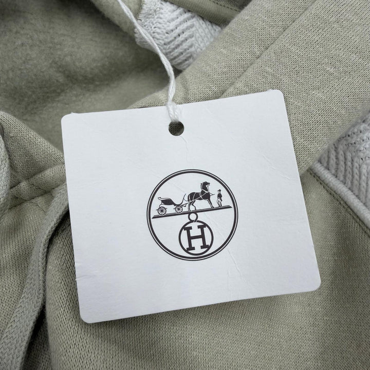 Pristine HERMES hoodie Raglan sleeve pullover green cotton mens S