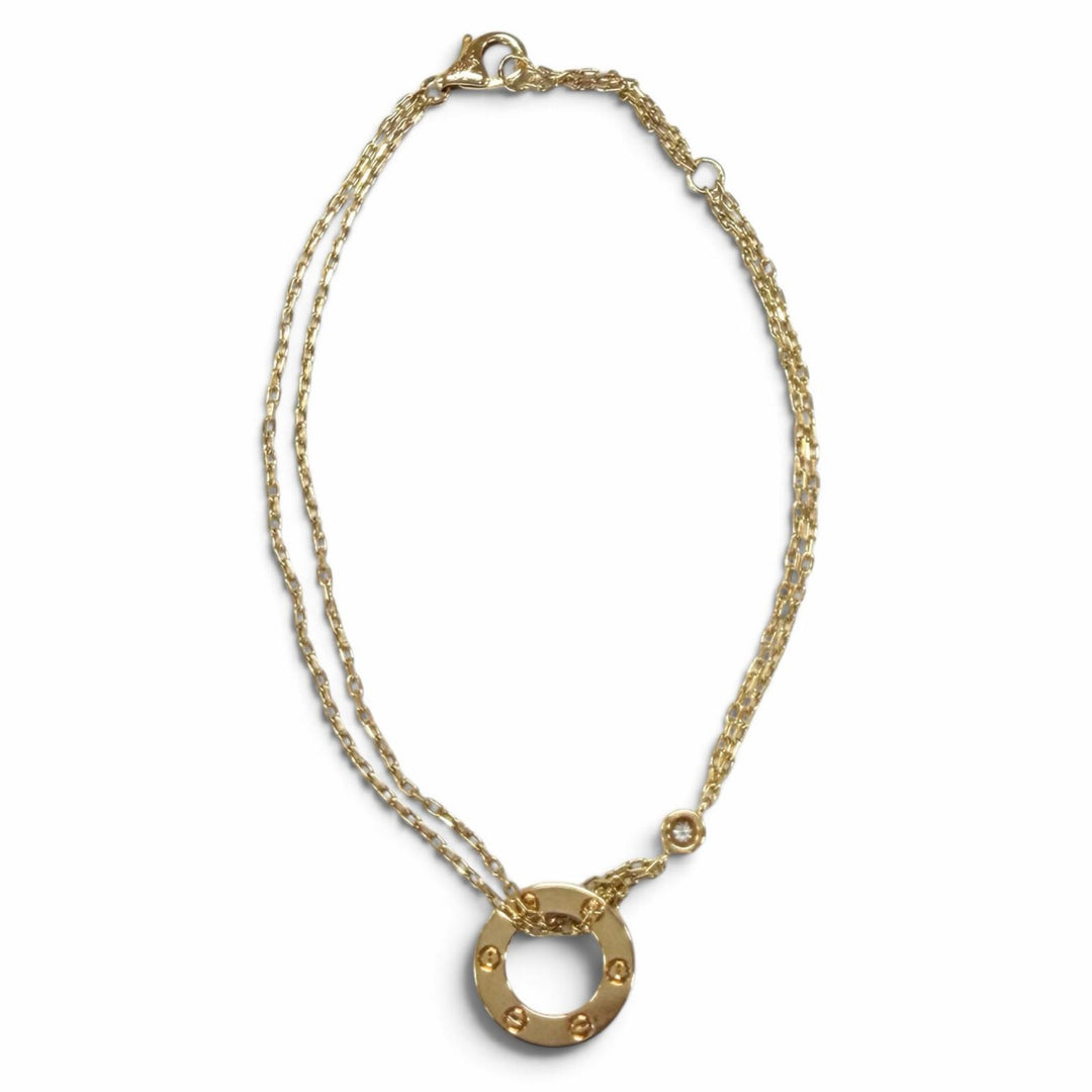 Great Cartier bracelet LOVE Bracelet Chain with 2 Diamonds Love circle 750(YG)