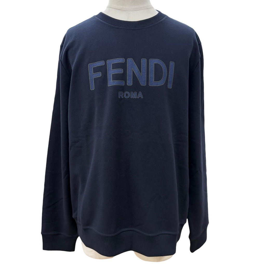 FENDI ネイビー トレーナー 100cm Excellent FENDI sweat Logo print crew neck pullover Navy cotton