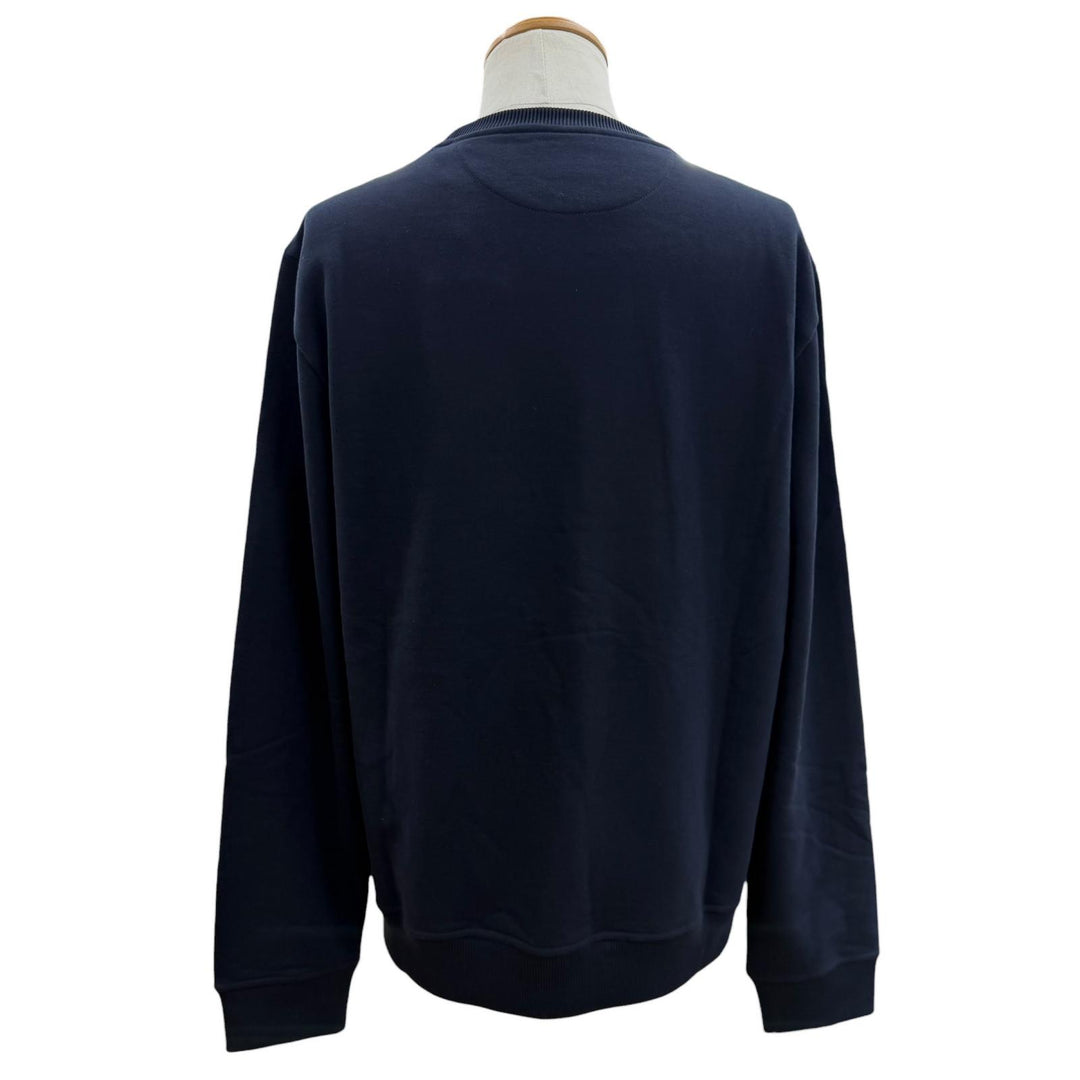 Excellent FENDI sweat Logo print crew neck pullover Navy cotton mens XL FY0178