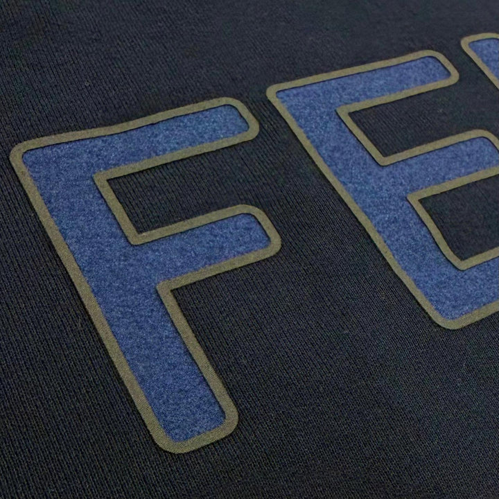 Excellent FENDI sweat Logo print crew neck pullover Navy cotton mens XL FY0178