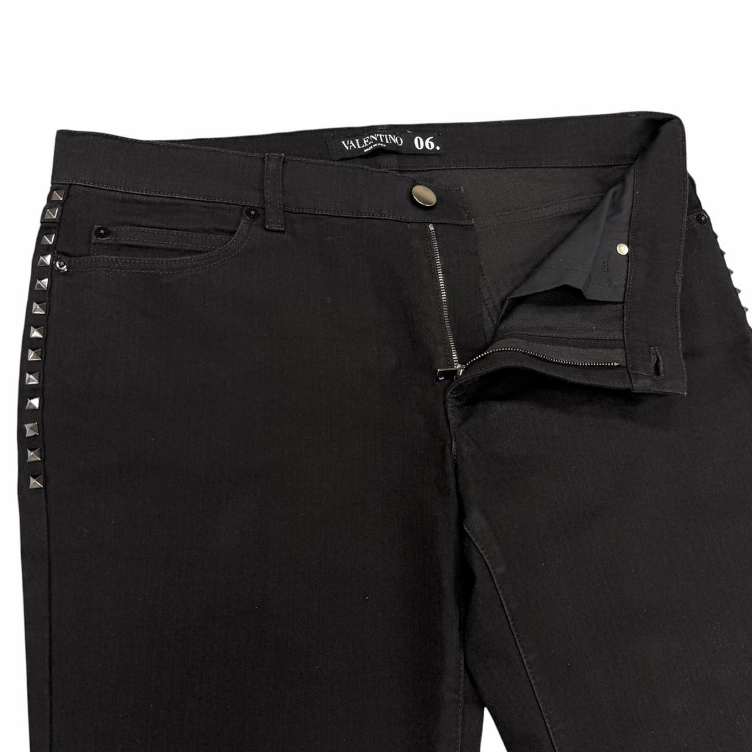 Discounted Great VALENTINO Denim pants Rock studs black cotton mens 30 PB3DD03L2WY
