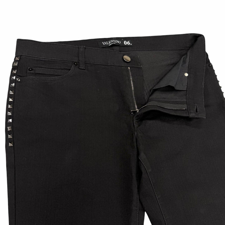Discounted Great VALENTINO Denim pants Rock studs black cotton mens 30 PB3DD03L2WY