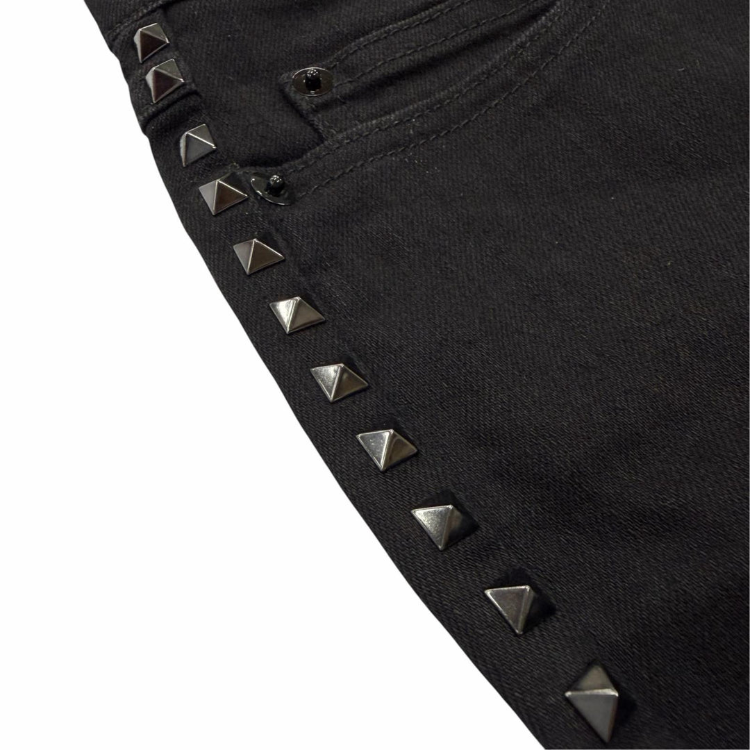 Discounted Great VALENTINO Denim pants Rock studs black cotton mens 30 PB3DD03L2WY
