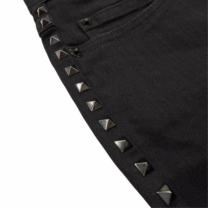 Discounted Great VALENTINO Denim pants Rock studs black cotton mens 30 PB3DD03L2WY