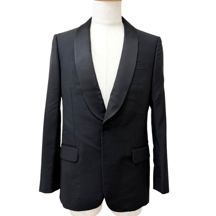 Excellent GUCCI tailored jacket Shawl collar tuxedo black mohair mens 46 645351