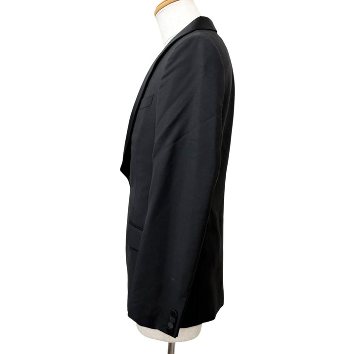 Excellent GUCCI tailored jacket Shawl collar tuxedo black mohair mens 46 645351