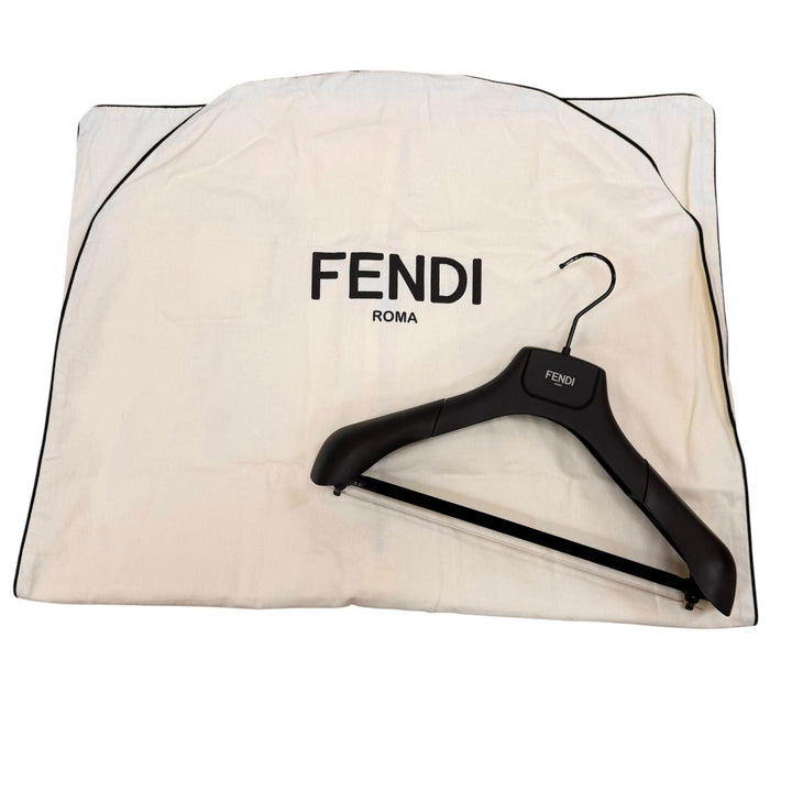 Excellent FENDI Long sleeve shirt FF logo gray silk mens 40 FS0585