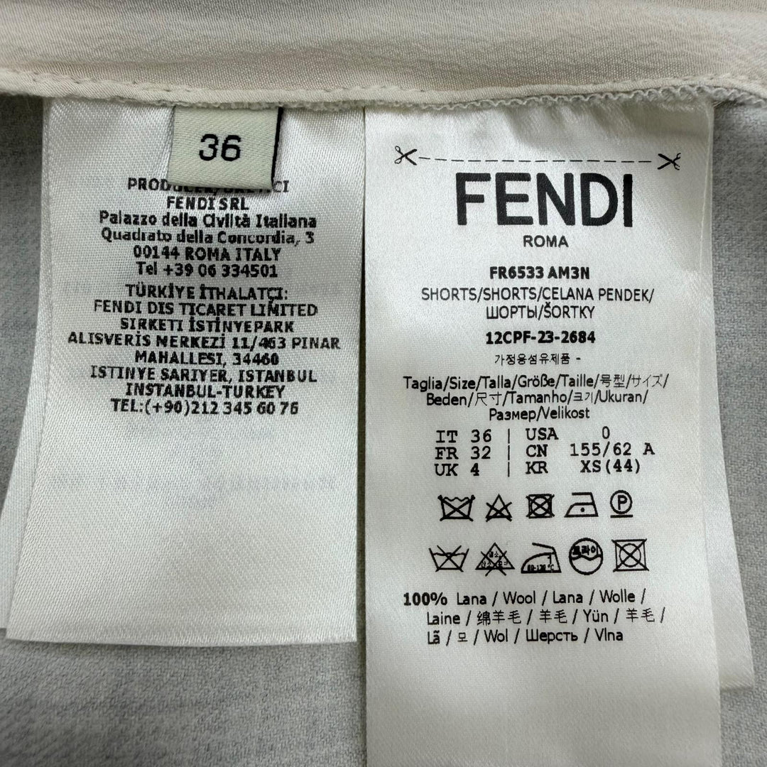 Excellent FENDI Shorts High-waisted, slim fit gray wool Women 36 FR6533