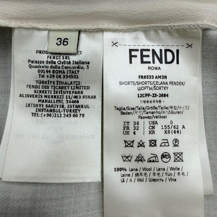Excellent FENDI Shorts High-waisted, slim fit gray wool Women 36 FR6533