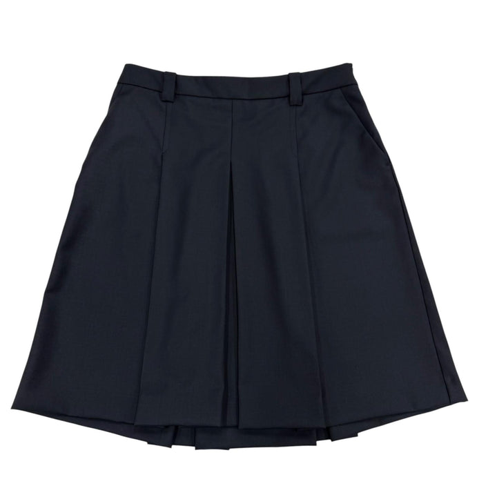 Excellent MIUMIU flare skirt Pleated skirt Dark navy wool Women 40 DNA05I