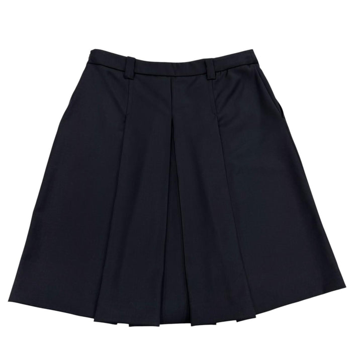 Excellent MIUMIU flare skirt Pleated skirt Dark navy wool Women 40 DNA05I