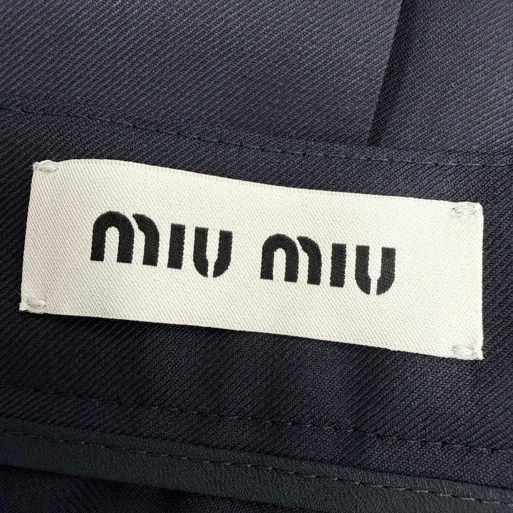 Excellent MIUMIU flare skirt Pleated skirt Dark navy wool Women 40 DNA05I