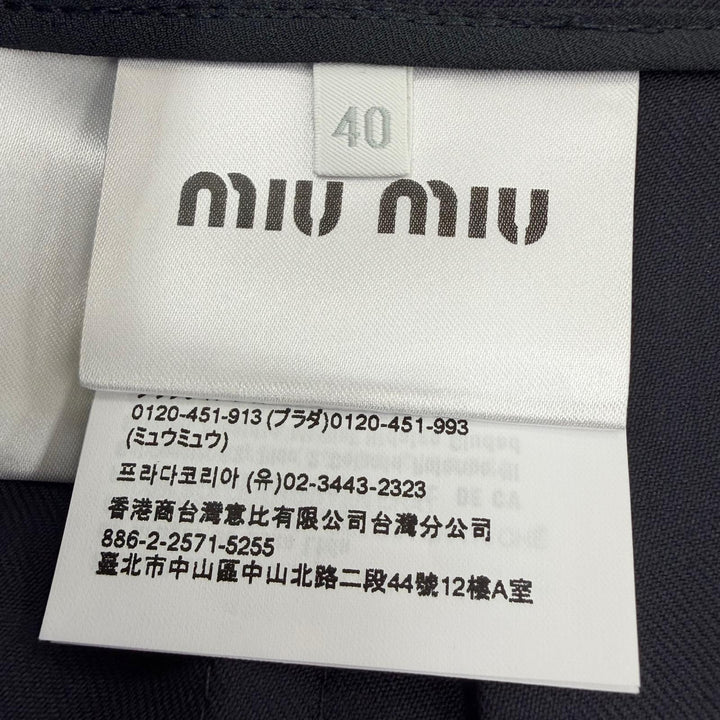 Excellent MIUMIU flare skirt Pleated skirt Dark navy wool Women 40 DNA05I