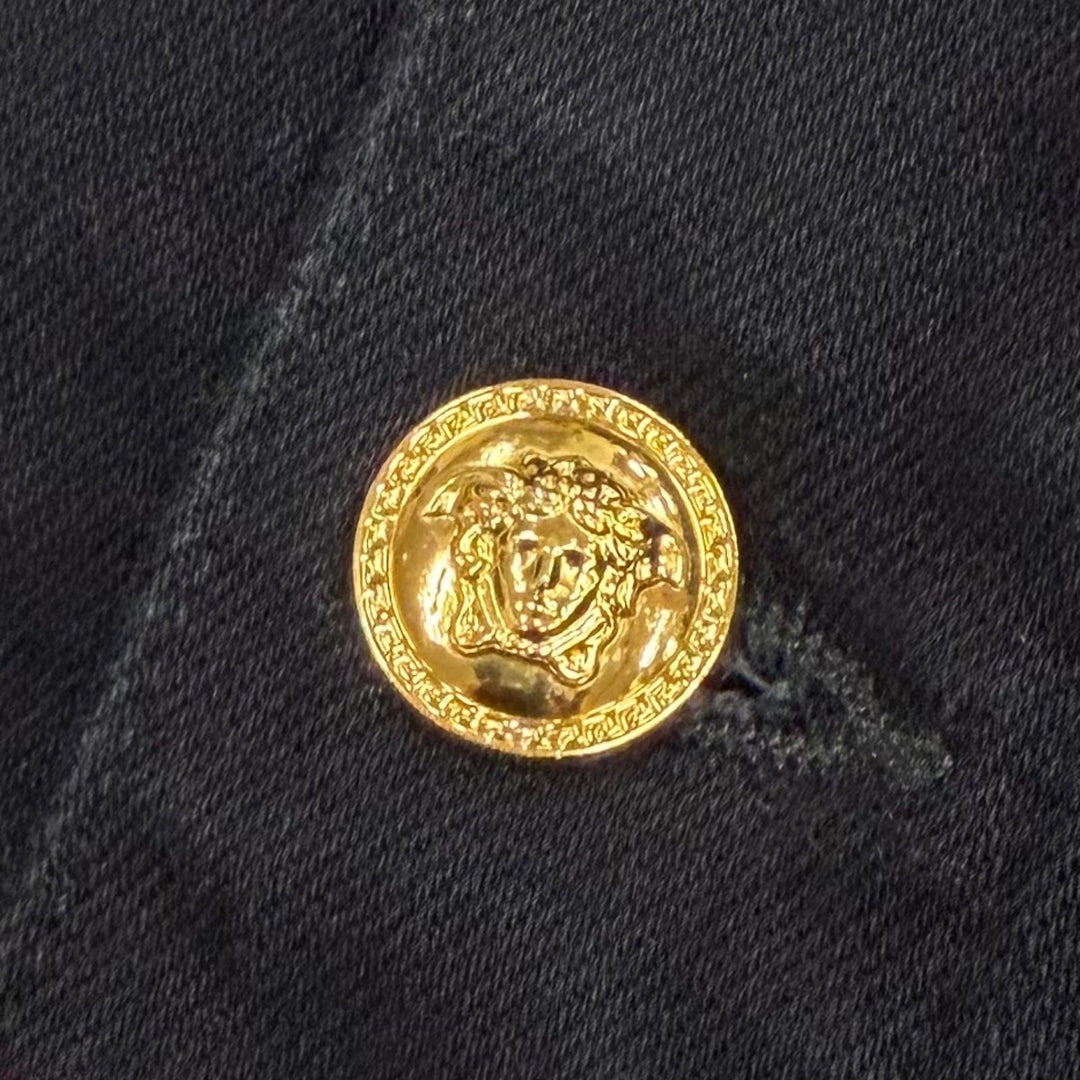 Great VERSACE Denim Jacket Barocco Medusa Button black cotton mens 48 1014411