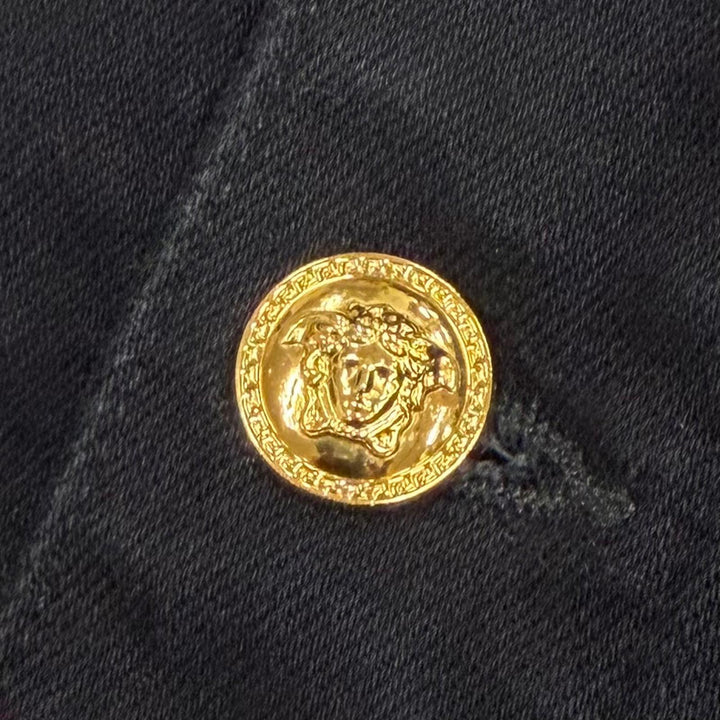 Great VERSACE Denim Jacket Barocco Medusa Button black cotton mens 48 1014411