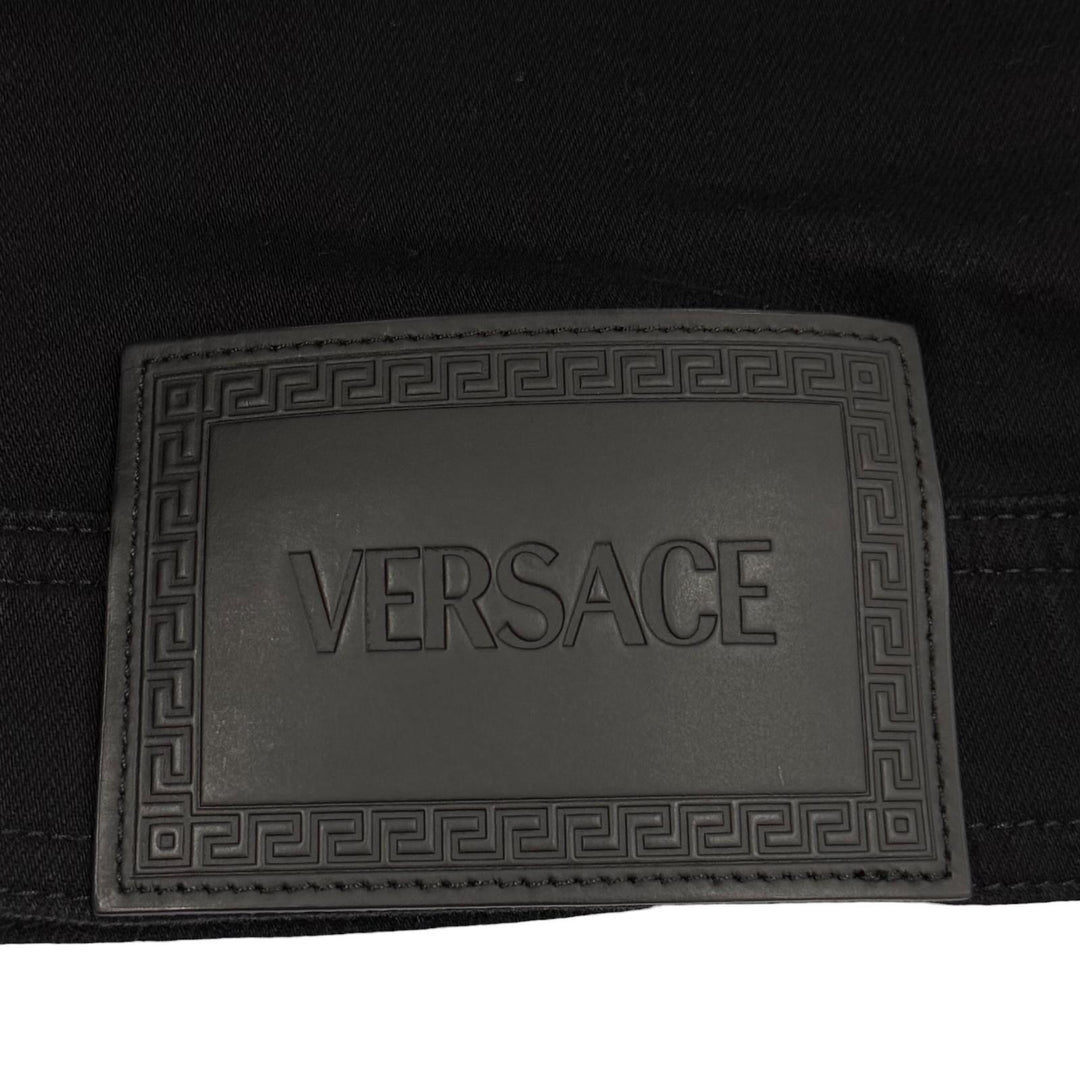 Great VERSACE Denim Jacket Barocco Medusa Button black cotton mens 48 1014411