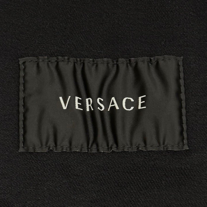 Great VERSACE Denim Jacket Barocco Medusa Button black cotton mens 48 1014411