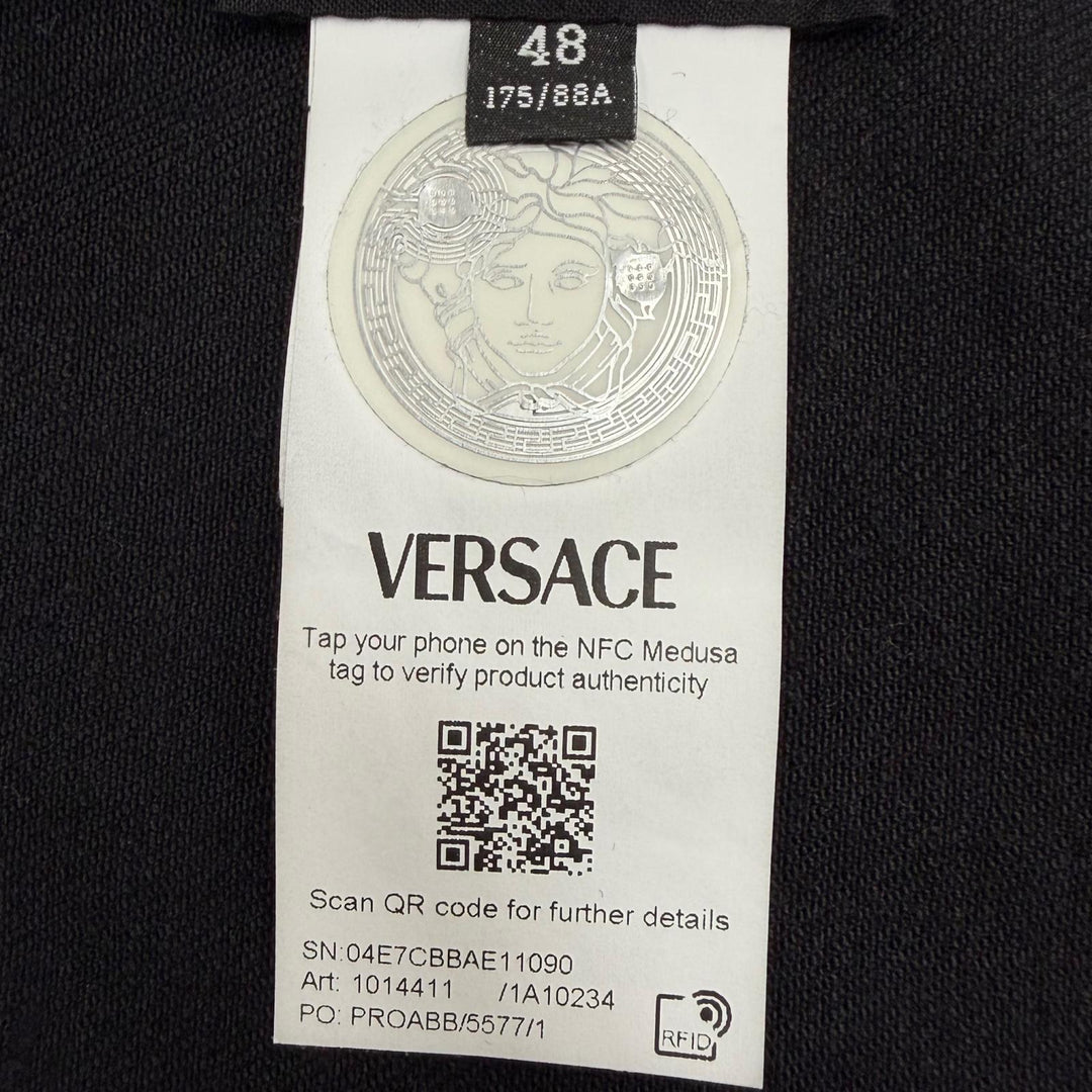 Great VERSACE Denim Jacket Barocco Medusa Button black cotton mens 48 1014411