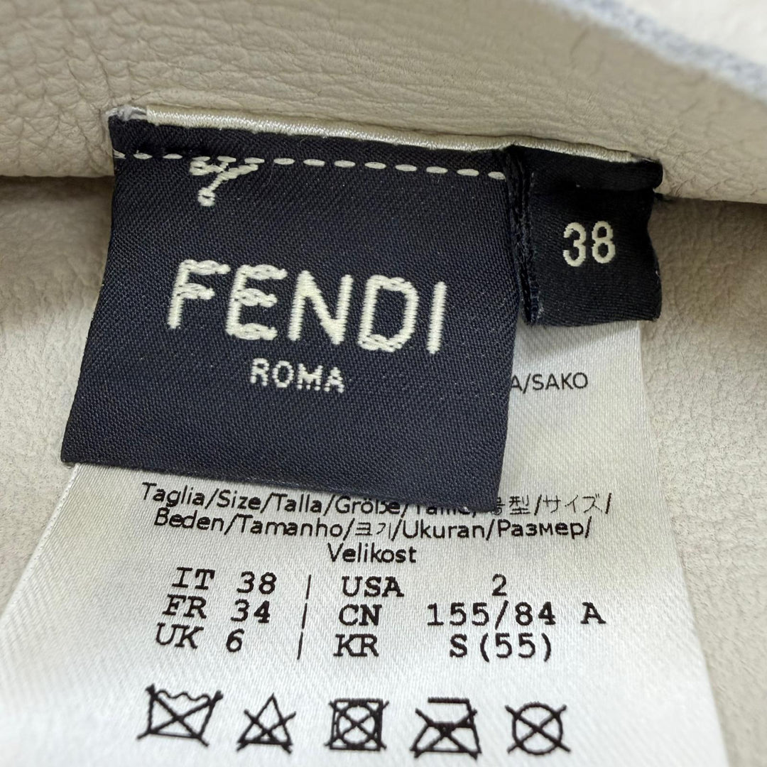 Excellent FENDI Mouton jacket FF Logo Metal Lambskin Shearling Jacket 38 FM5290