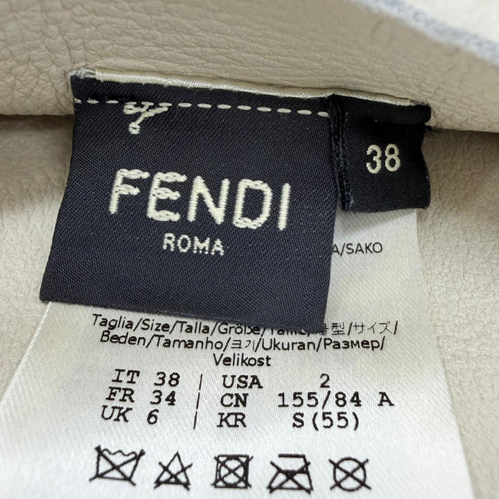 Excellent FENDI Mouton jacket FF Logo Metal Lambskin Shearling Jacket 38 FM5290