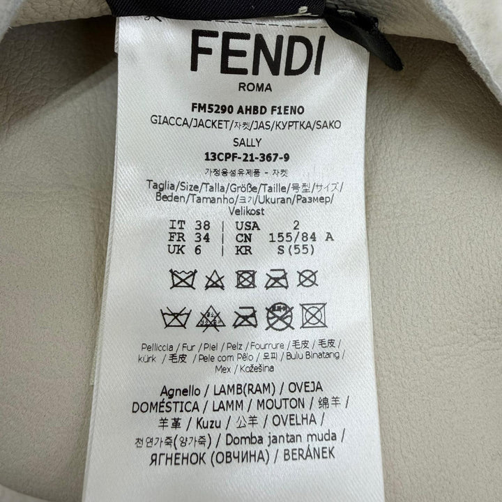 Excellent FENDI Mouton jacket FF Logo Metal Lambskin Shearling Jacket 38 FM5290