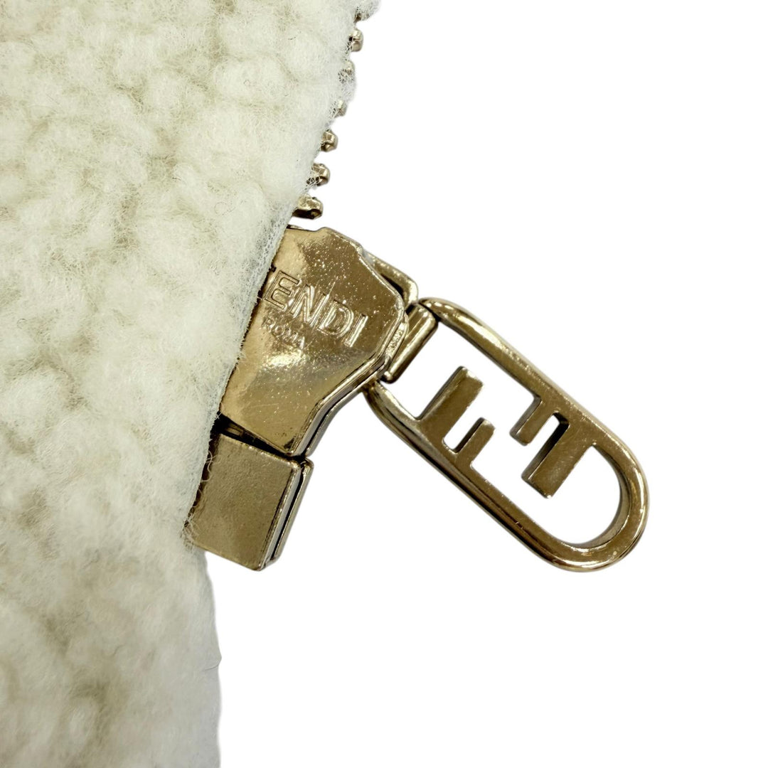 Excellent FENDI Mouton jacket FF Logo Metal Lambskin Shearling Jacket 38 FM5290