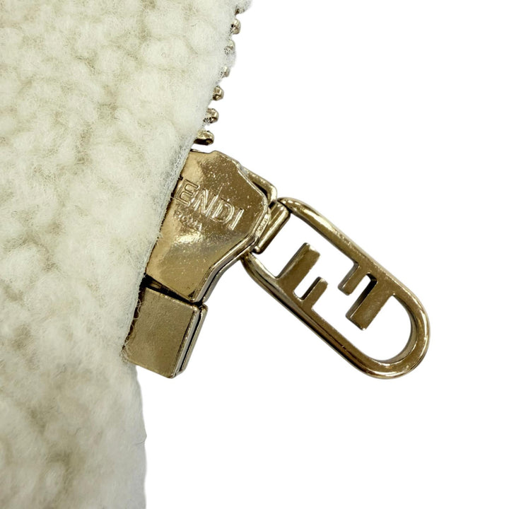 Excellent FENDI Mouton jacket FF Logo Metal Lambskin Shearling Jacket 38 FM5290