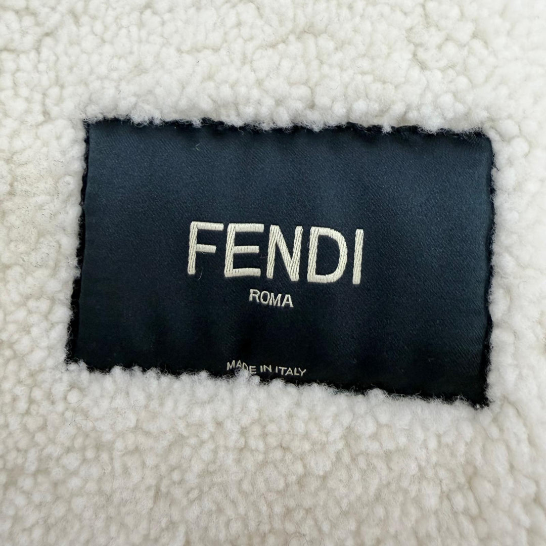 Excellent FENDI Mouton jacket FF Logo Metal Lambskin Shearling Jacket 38 FM5290