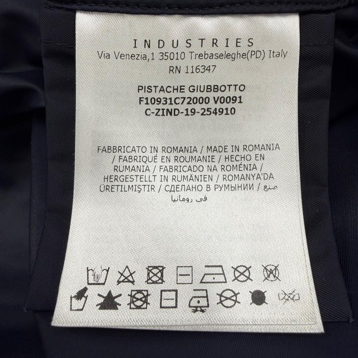 Excellent MONCLER coat PISTACHE Denim with logo patch and belt Indigo blue 0
