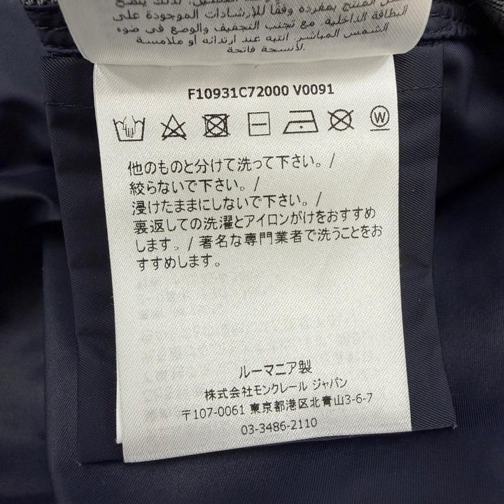 Excellent MONCLER coat PISTACHE Denim with logo patch and belt Indigo blue 0