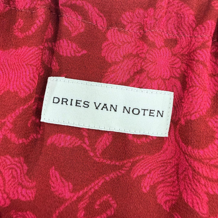 Excellent DRIES VAN NOTEN blouse Floral print long-sleeved top Red Women XS