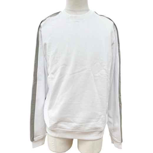 Pristine HERMES sweat Run H Side stripe brushed fleece pullover white cotton M
