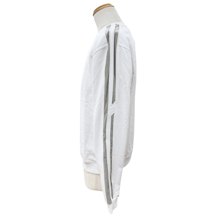 Pristine HERMES sweat Run H Side stripe brushed fleece pullover white cotton M