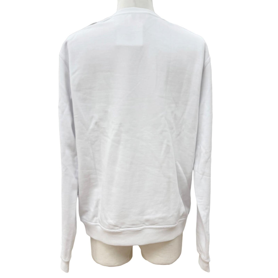 Pristine HERMES sweat Run H Side stripe brushed fleece pullover white cotton M