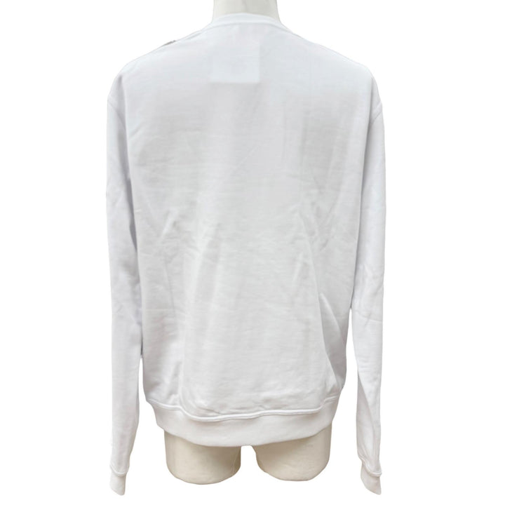 Pristine HERMES sweat Run H Side stripe brushed fleece pullover white cotton M