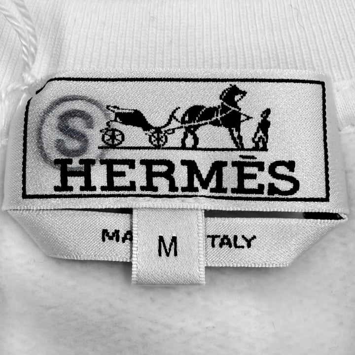 Pristine HERMES sweat Run H Side stripe brushed fleece pullover white cotton M