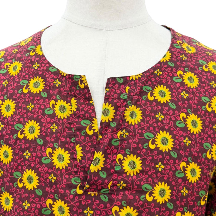 Excellent GUCCI Long sleeve shirt Floral print caftan shirt purple 46 614951