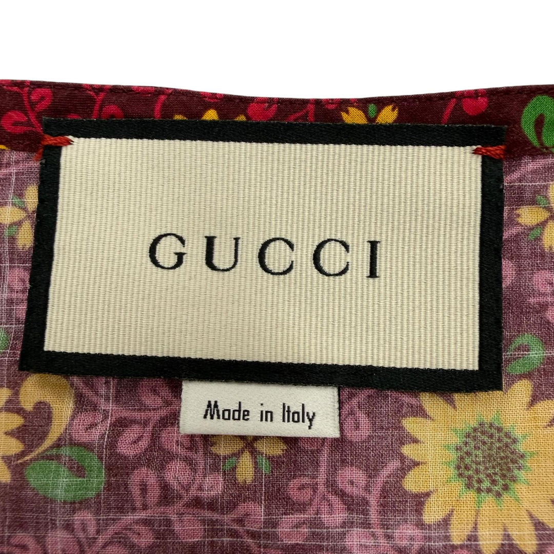 Excellent GUCCI Long sleeve shirt Floral print caftan shirt purple 46 614951