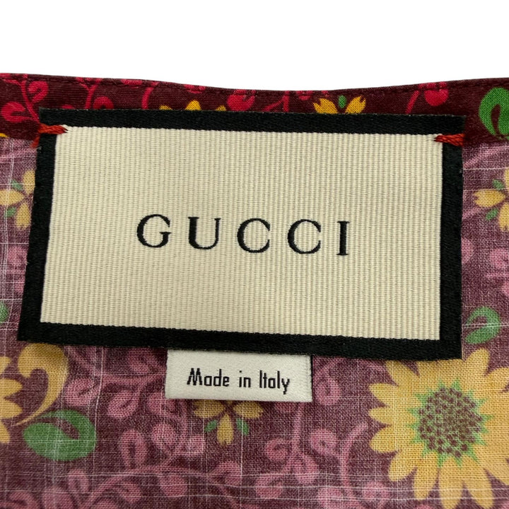 Excellent GUCCI Long sleeve shirt Floral print caftan shirt purple 46 614951